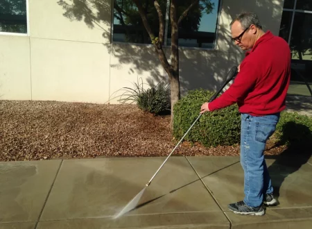 First Step of Staining Floors, Power Washing